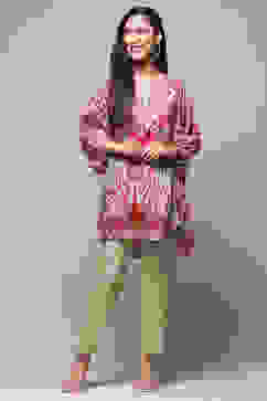 Green Modal Blend Straight Printed 2 Piece Set image number 0