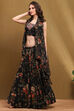 Black Georgette Floral Printed Flared Lehenga Set image number 7