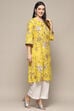 Yellow Cotton Floral Printed Straight Kurta image number 4