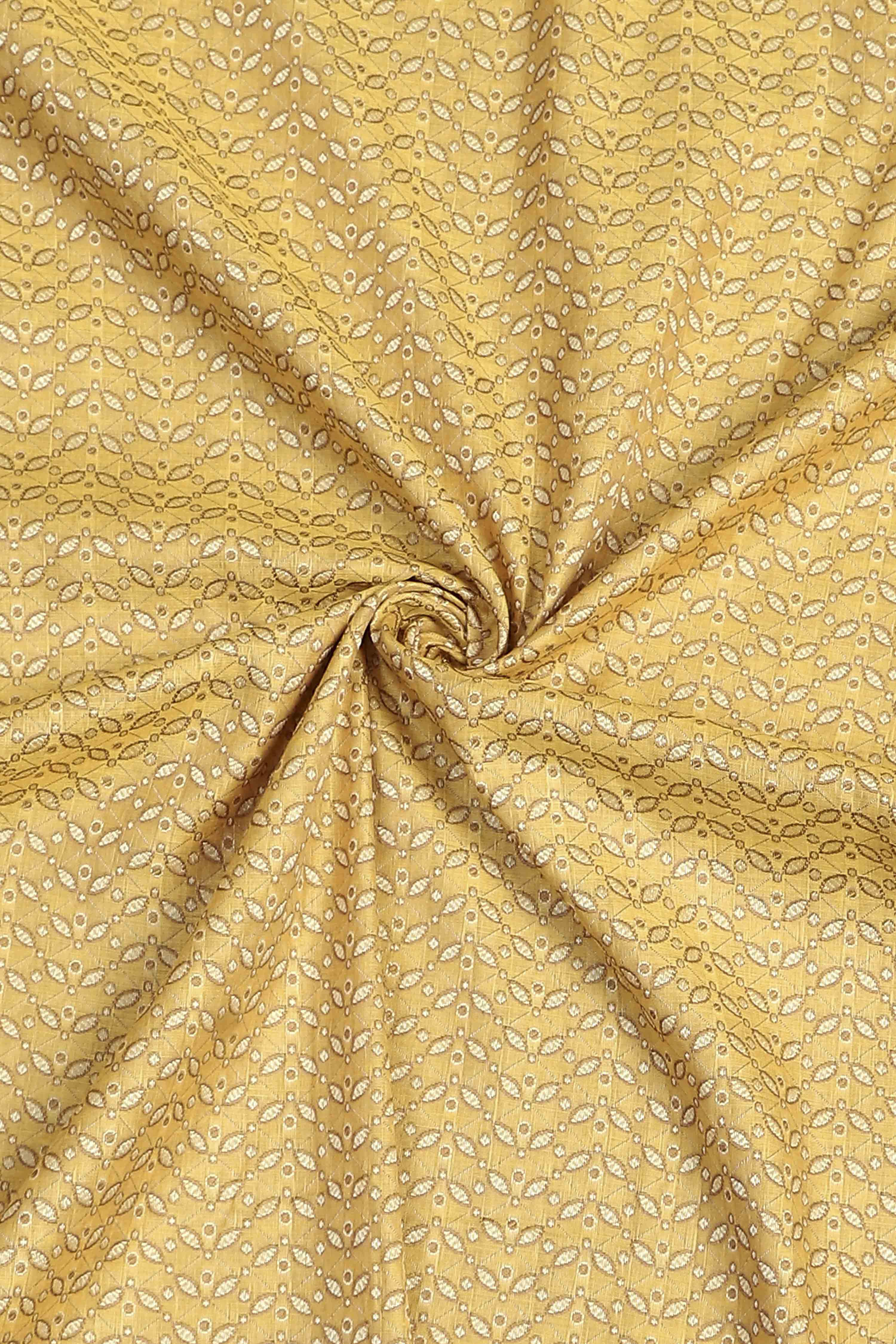Mustard Poly Cotton Banarasi Unstitched Suit Set image number 2