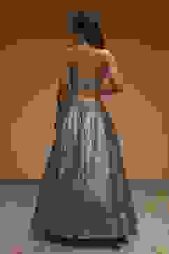 Gold-Toned Georgette Sequinned Lehenga Set image number 4