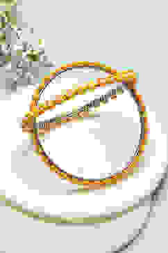 Orange Cream Metal Beads Bangles image number 0