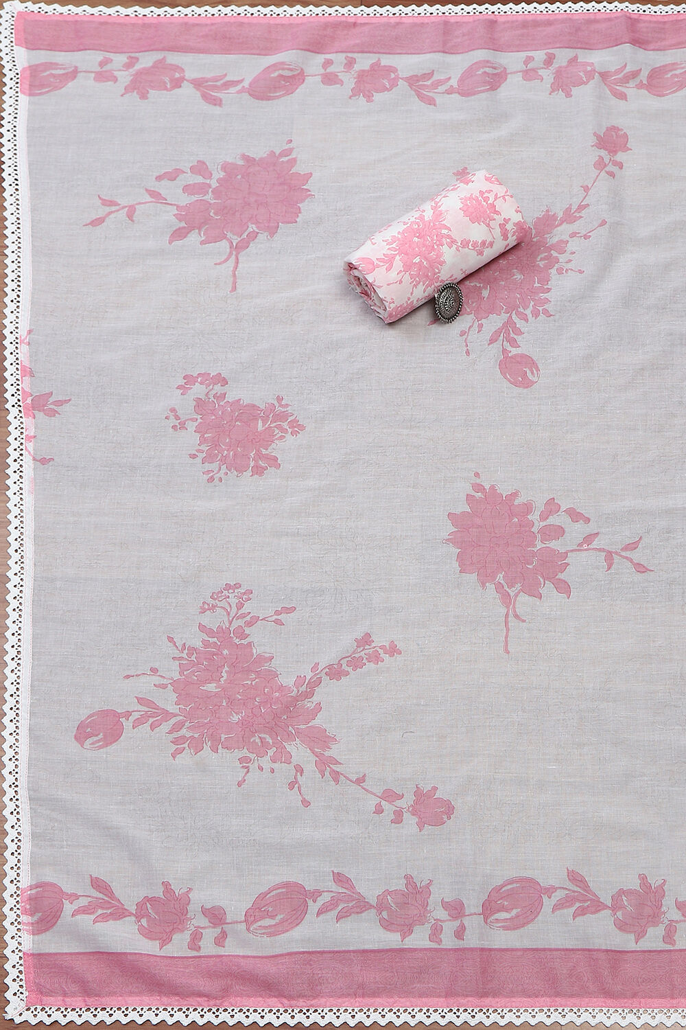 Peach Cotton Hand Embroidered Unstitched Suit Set image number 3