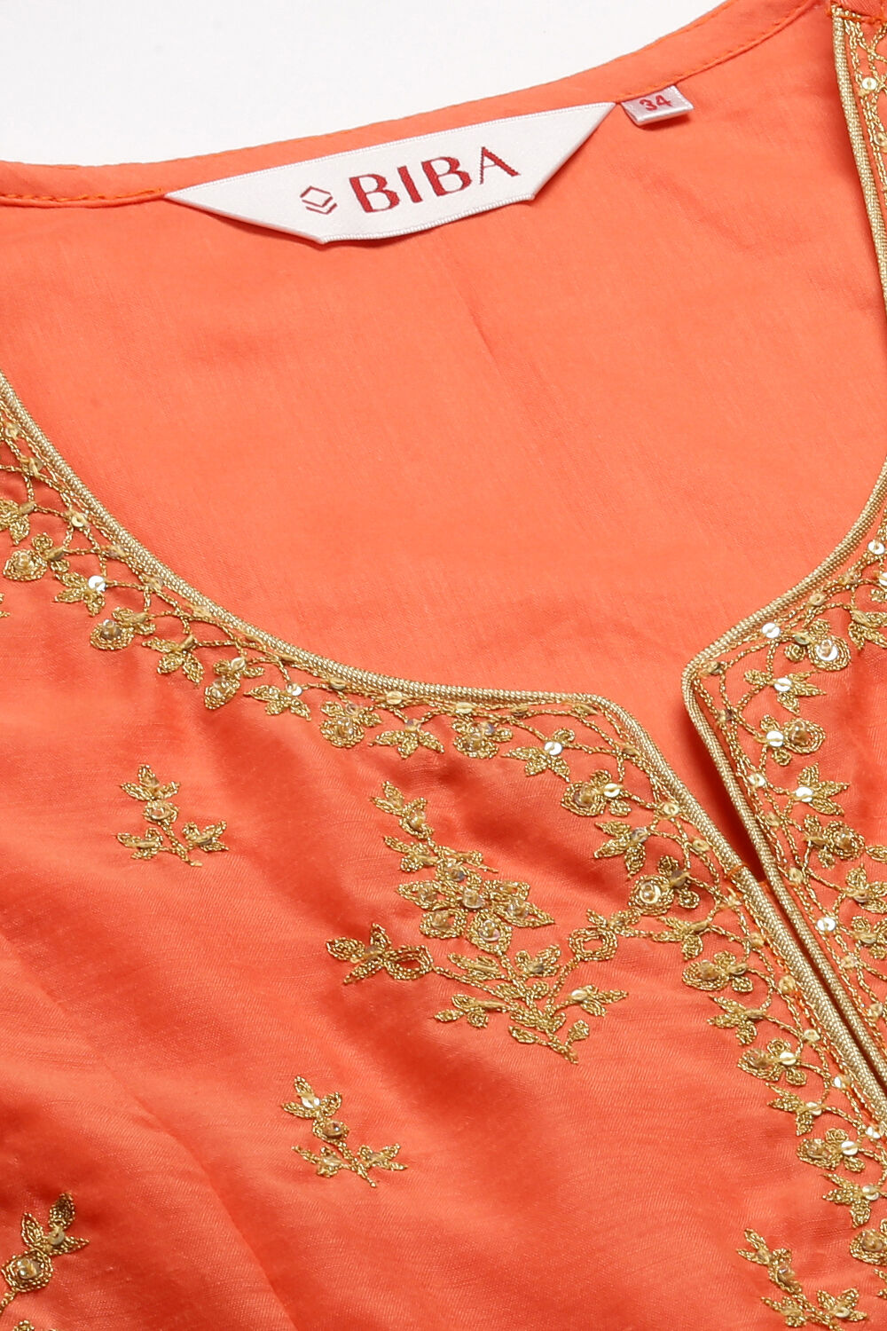 Coral Cotton Blend Anarkali Kurta Churidar Suit Set image number 1