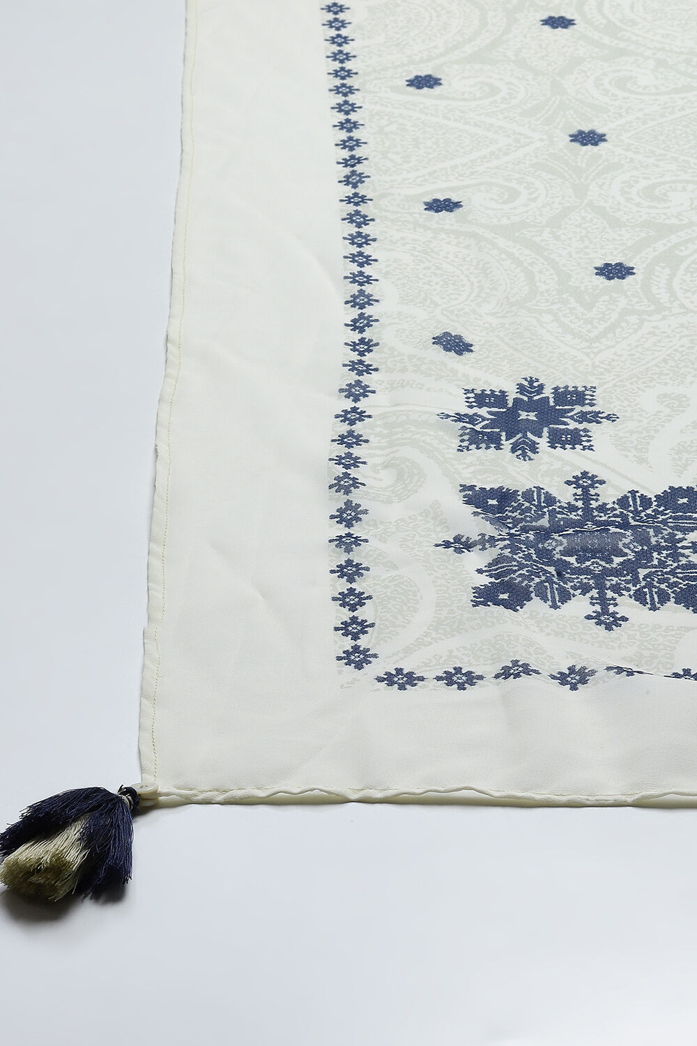 Ecru LIVA A-Line Fusion Printed Dress image number 2