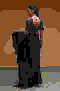 Black Modal Satin Pre-Draped Saree image number 3