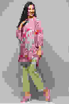 Green Modal Blend Straight Printed 2 Piece Set image number 3