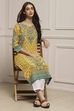 Yellow Cotton Printed Straight Kurta image number 0