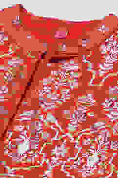 Red Cotton Anarkali Kurta Churidar Suit Set image number 1