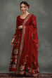 Maroon Silk Chanderi Floral Anarkali Suit Set image number 5