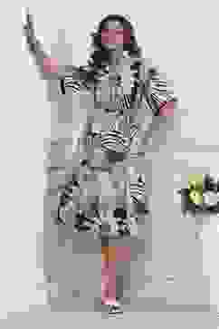 Black Cotton Poplin Flared Dress image number 0