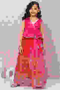 Plum Art Silk Flared Lehenga image number 0