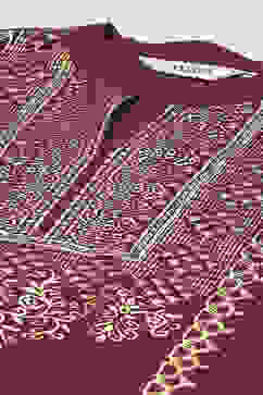 Wine Printed Cotton Straight Kurta Palazzo Suit Set image number 1