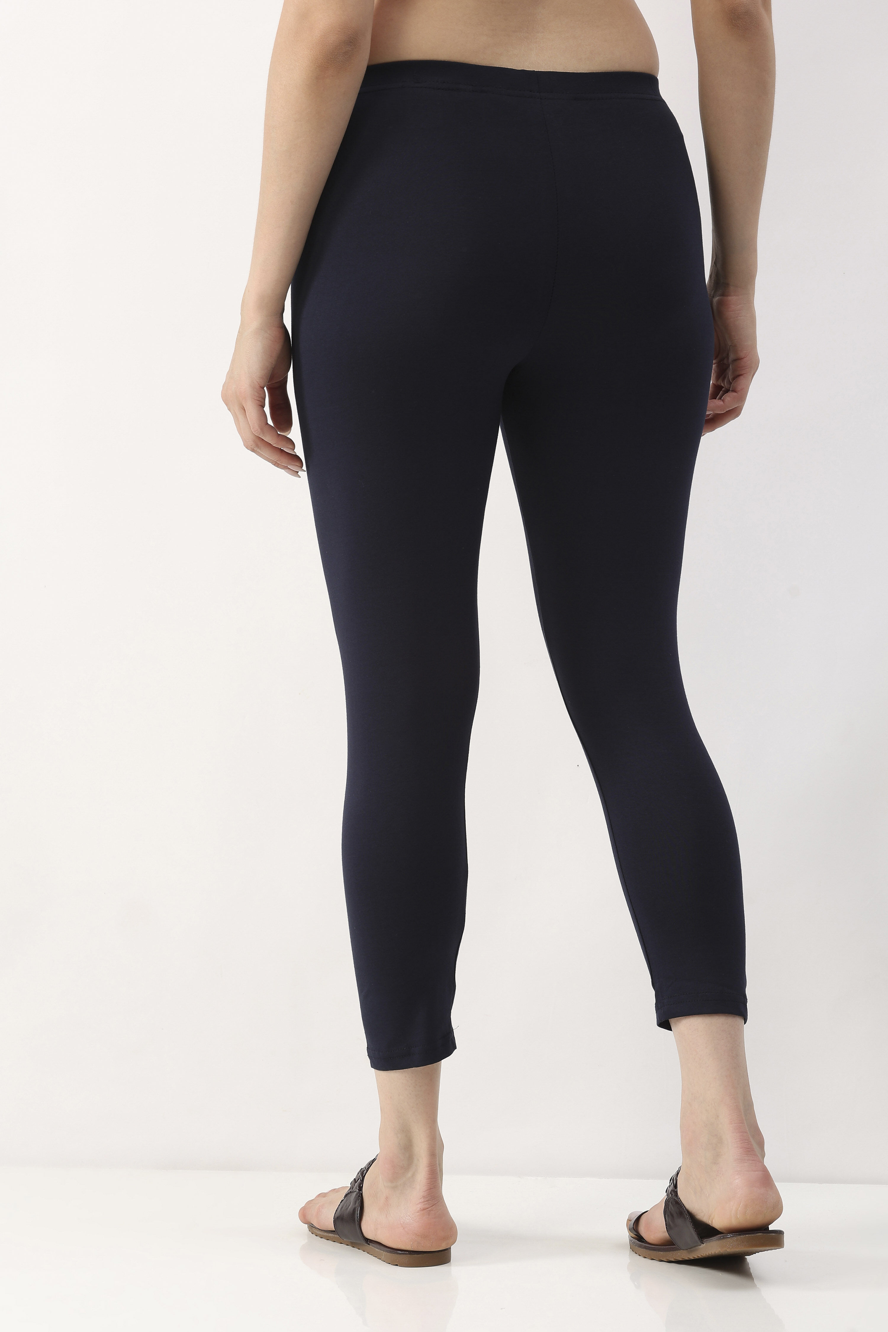 Navy Cotton Lycra Leggings image number 5