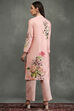 Ivory Silk Chanderi Floral Printed Straight Kurta Set image number 3