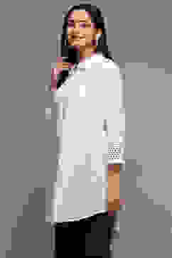 White Cotton Embroidered Shirt image number 2