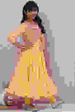 Yellow Cotton Anarkali Suit image number 6