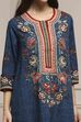 Blue Cotton Printed Straight Kurta Set image number 1
