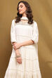 White Cotton Embroidered Tiered Anarkali Suit Set image number 7