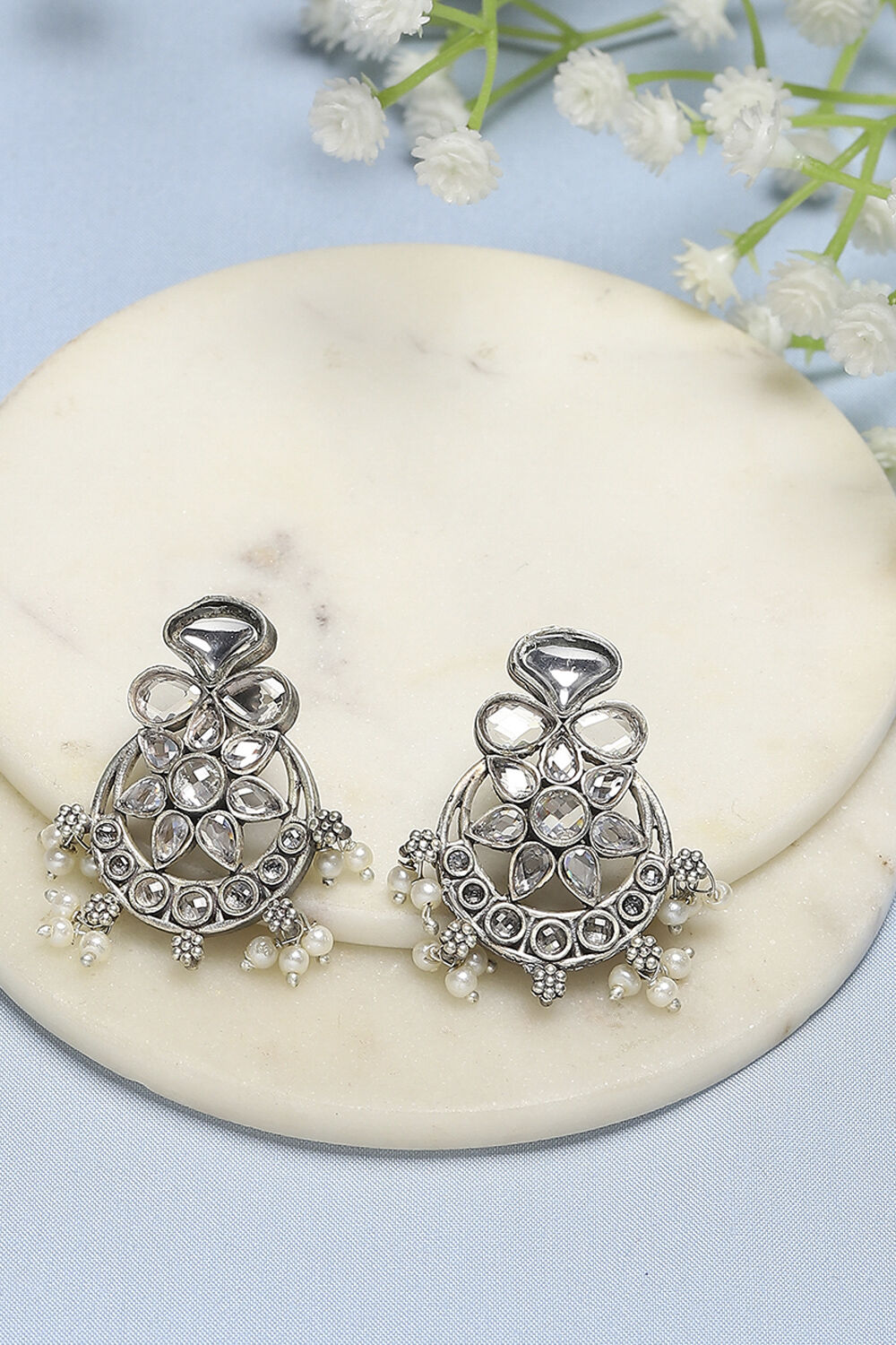 White Pearl Statement Earrings image number 0