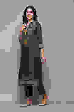 Green Cotton Blend Straight Yarndyed 2 Piece Set image number 3