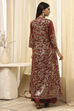 Earthy Brown Printed Layered Cape Dress image number 5