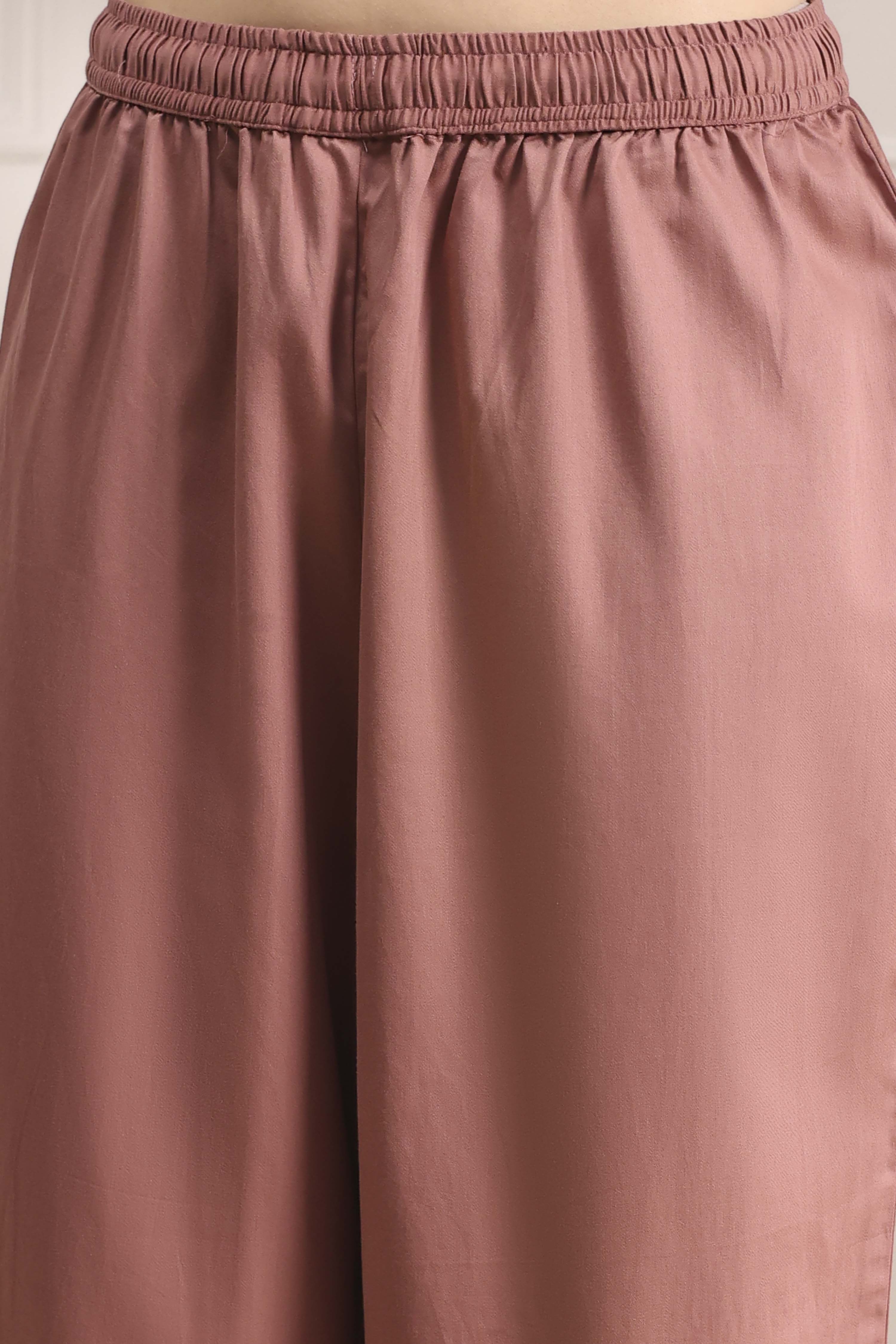 Nude-Toned Chanderi Straight Suit Set image number 2