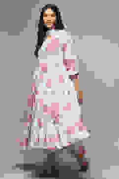 Powder Blue Cotton Anarkali Kurta Churidar Suit Set image number 5