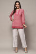 Pink Polyester Straight Kurti