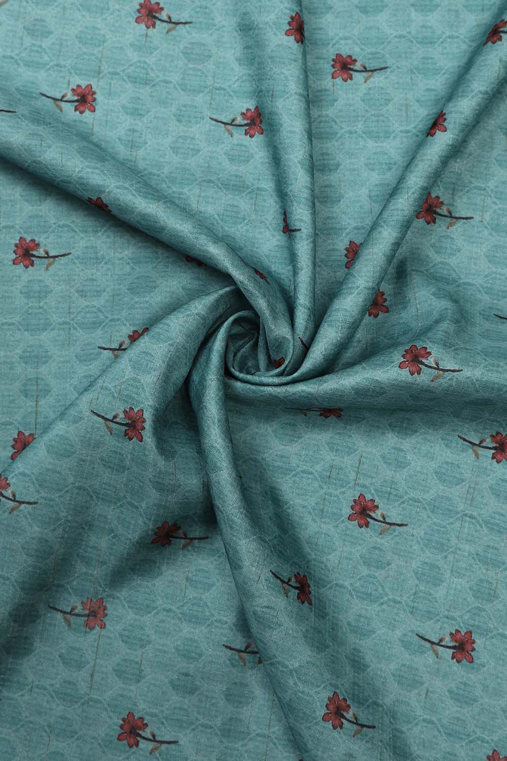 Peach Silk Tussar Handloom Unstitched Suit Set image number 2