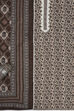Brown Cotton Printed Embroidered Unstitched Suit Set image number 1
