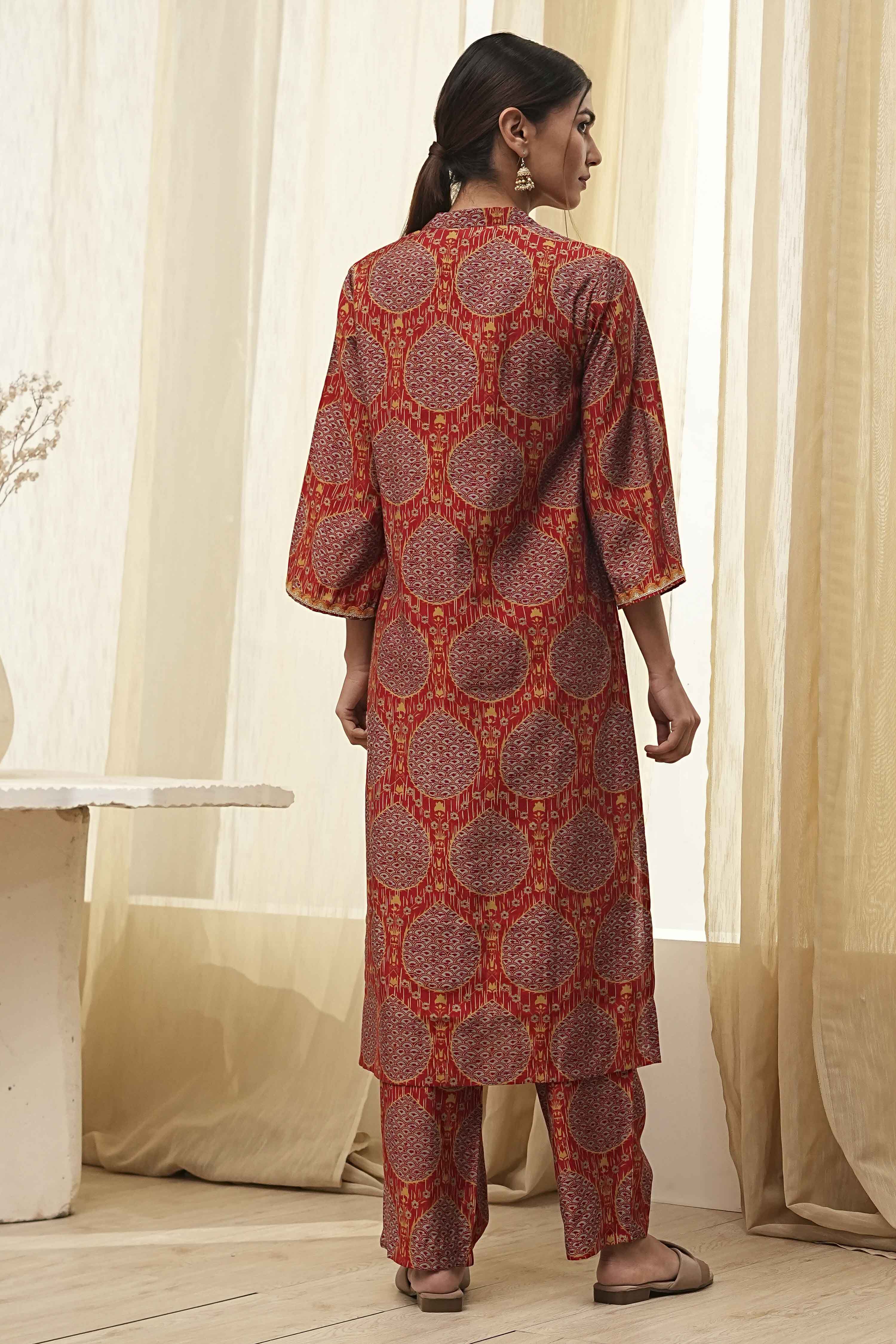 Rust Red Printed Co-ord Set image number 4