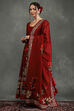 Maroon Silk Chanderi Floral Anarkali Suit Set image number 2