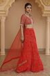 Red Chanderi Digital Printed Lehenga Set image number 4