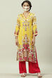 Peach Rayon Straight Printed Kurta image number 5