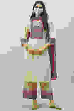 Cream Cotton Straight Kurta Palazzo Suit Set image number 7