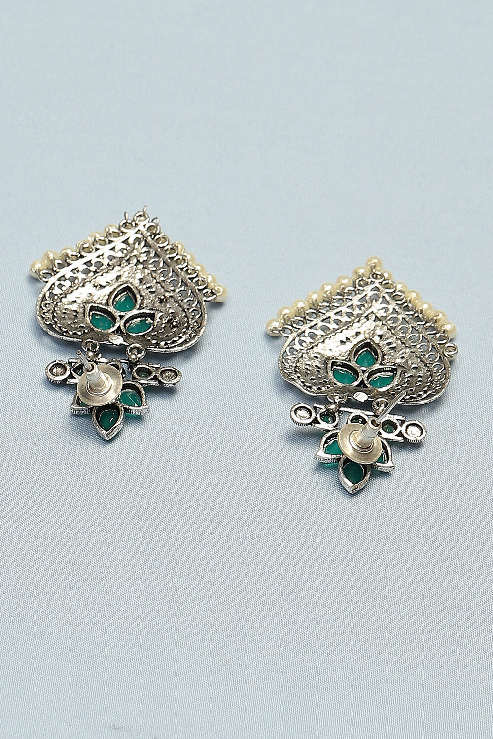 Oxidised Green Earrings image number 2