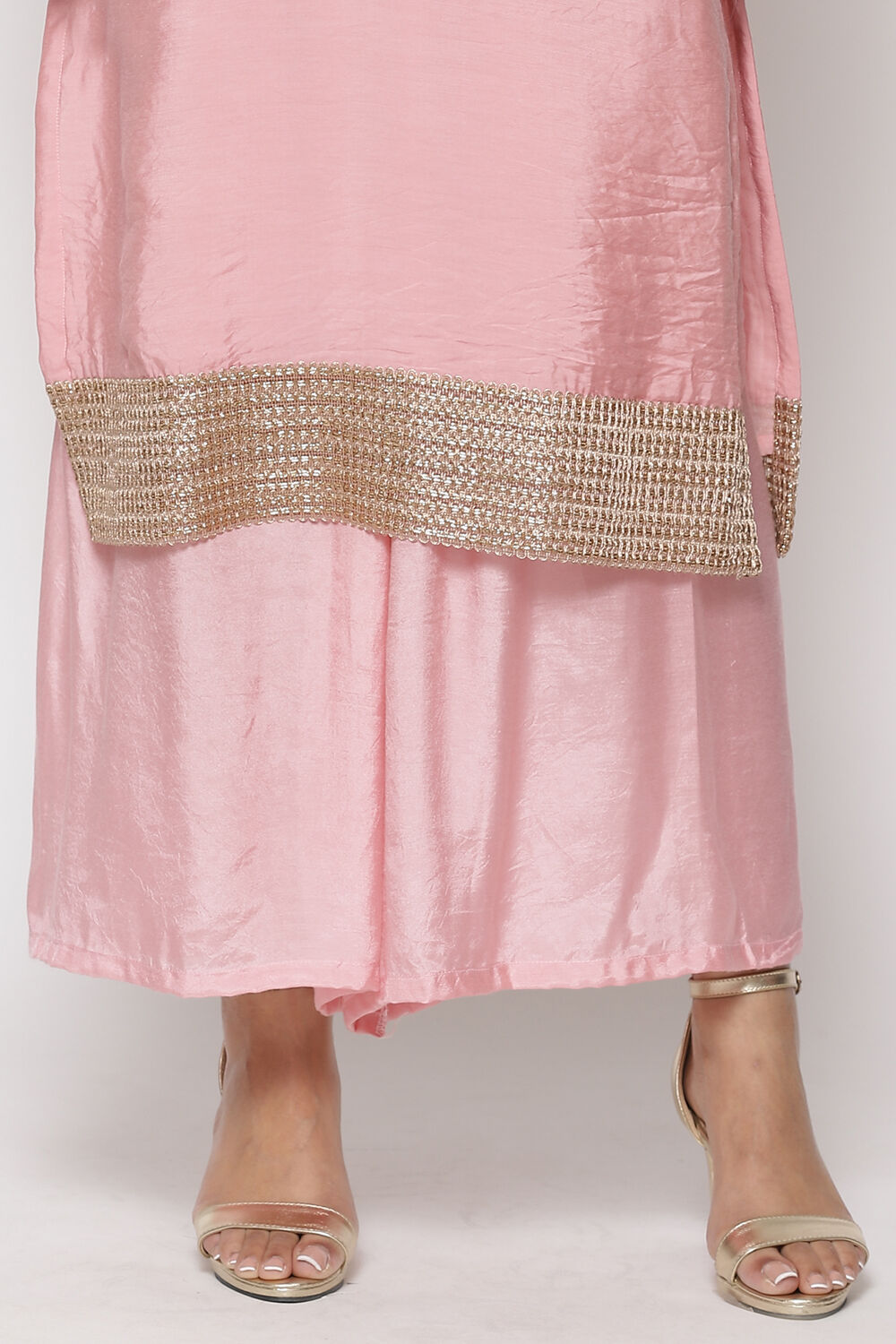 Off White Chanderi Unstitched Suit Set image number 4
