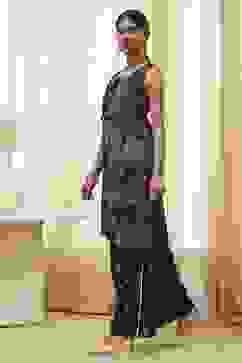 Black Printed Asymmetric Kurta Set image number 3