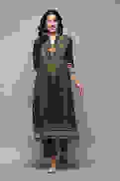 Green Cotton Blend Straight Yarndyed 2 Piece Set image number 6