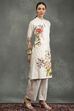 Ivory Silk Chanderi Floral Printed Straight Kurta Set image number 5