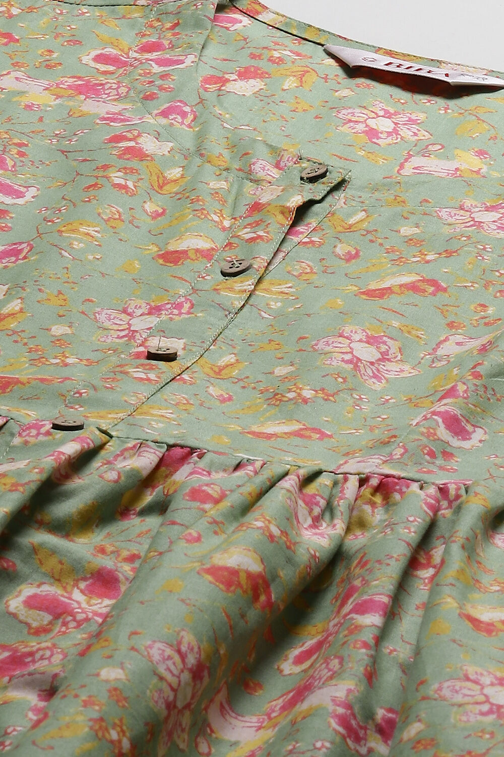 Blue Cotton Gathered Kurta Pants 2 Piece Set image number 1