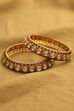 Dark Pink Brass Kundan Bangles image number 0