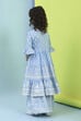 Powder Blue Cotton Tiered Kurta Set image number 4