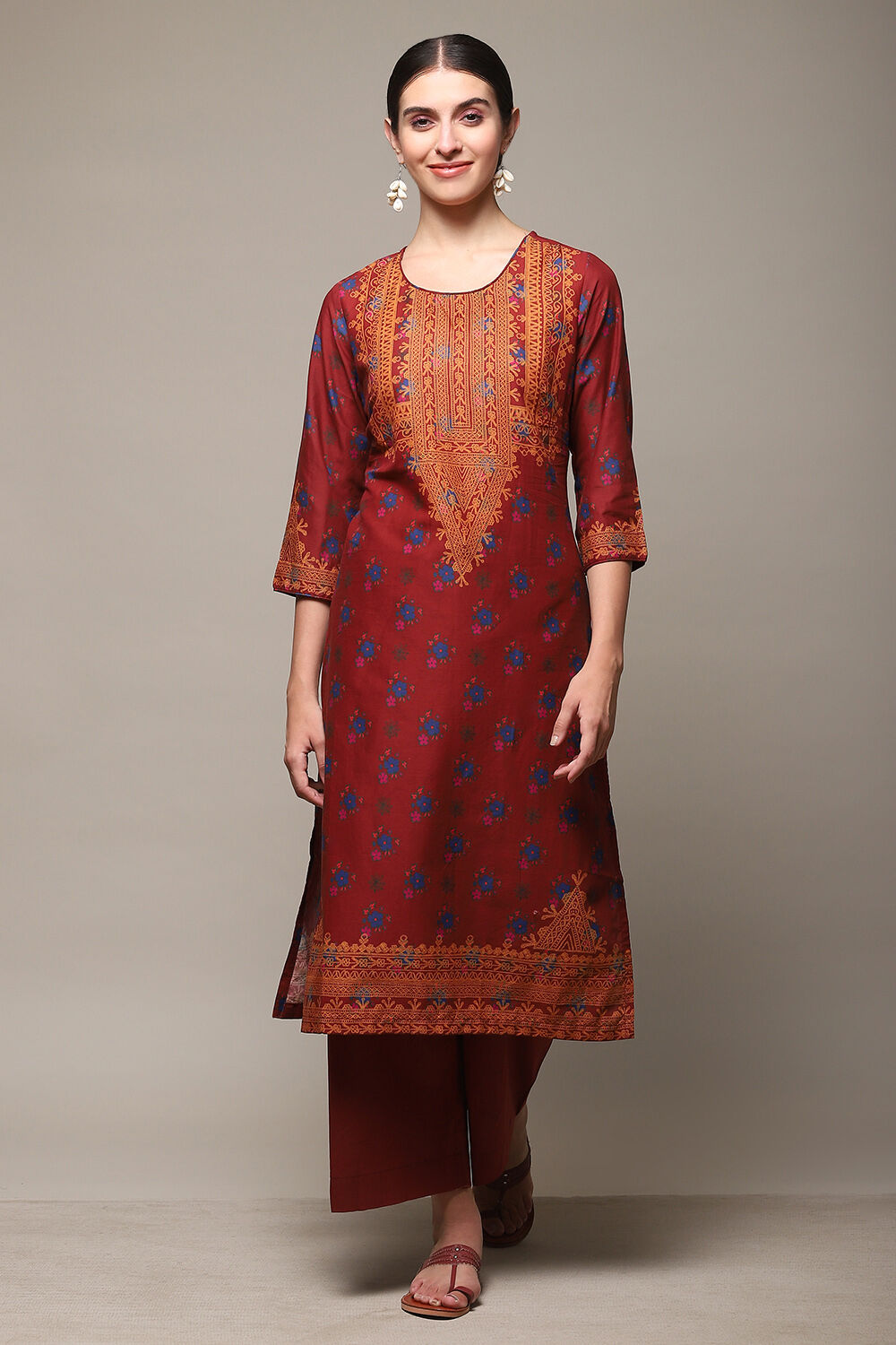 Rust Cotton Straight 2 Piece Set image number 0