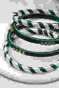 Green & White Plastic-Thread Bangles image number 1