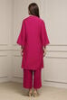 Red Viscose Blend Straight Kurta Set image number 3