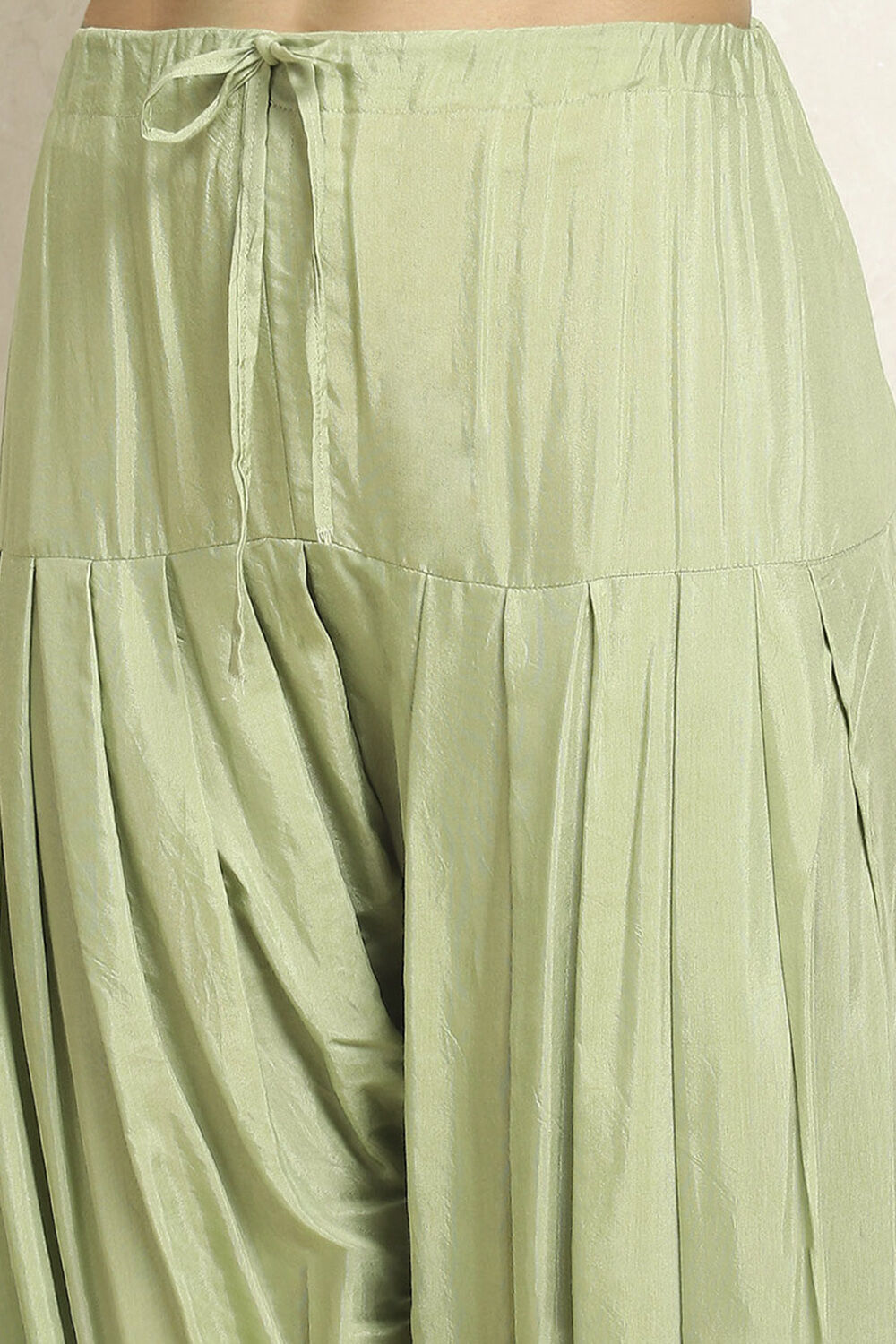 Green Chanderi Hand Embroidered Unstitched Suit Set image number 3