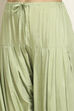 Green Chanderi Hand Embroidered Unstitched Suit Set image number 3