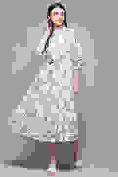 White Polyester Tiered Dress image number 0